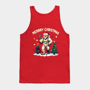 Merry Christmas Yeti Pixel Art Tank Top